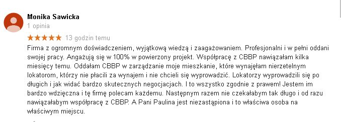 Podziękowania od zadowolonej klientki